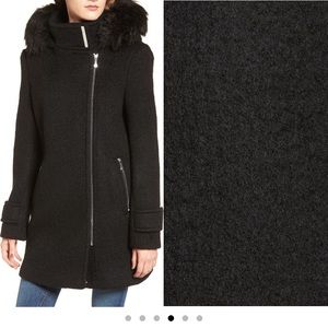 Calvin Klein Hooded Wool Blend Jacket with Faux Fur Trim - M - never wor…